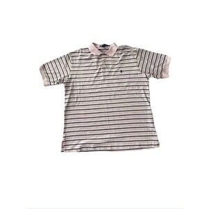 Polo Ralph Lauren Vintage Y2K Pink Stripped Preppy Grandpa Men's Cotton Shirt L